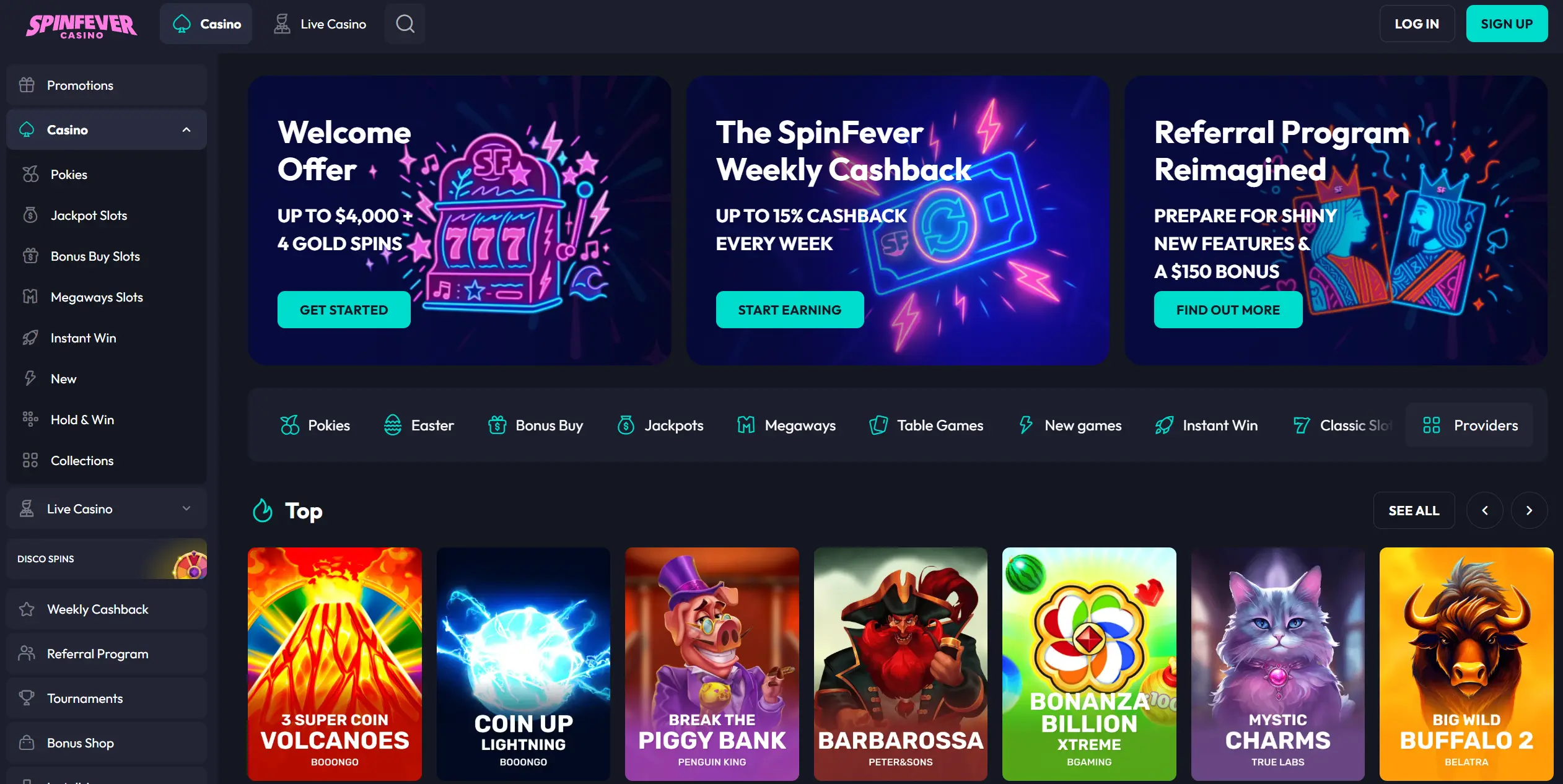 SpinFever — Best Australia Online Casino for Pokie Game Selection screenshot